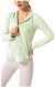 Breathable Active Drawstring Zip-Up Hoodie Jacket-green