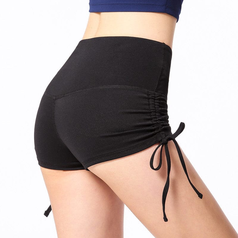 Black High Rise Mini Shorts with Adjustable Strings