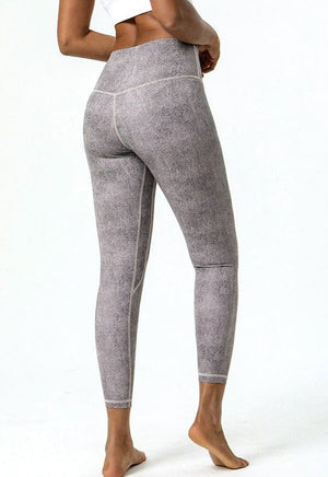Gray Glossy & Shiny High Rise 7/8 Leggings