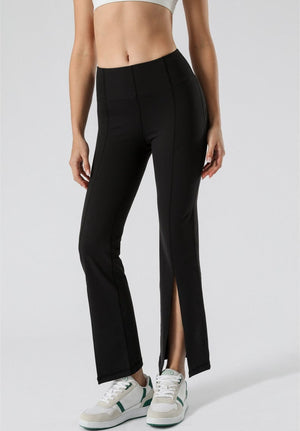 Sexy Mid Waist Flare Pants with Center Front Slits