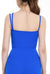 View of the back of Asymmetrical Cut-Out Strappy Longline Sports Bra Tank-blue
