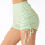 Side view of Checkered High Rise Adjustable Drawstring Ruched Short-green