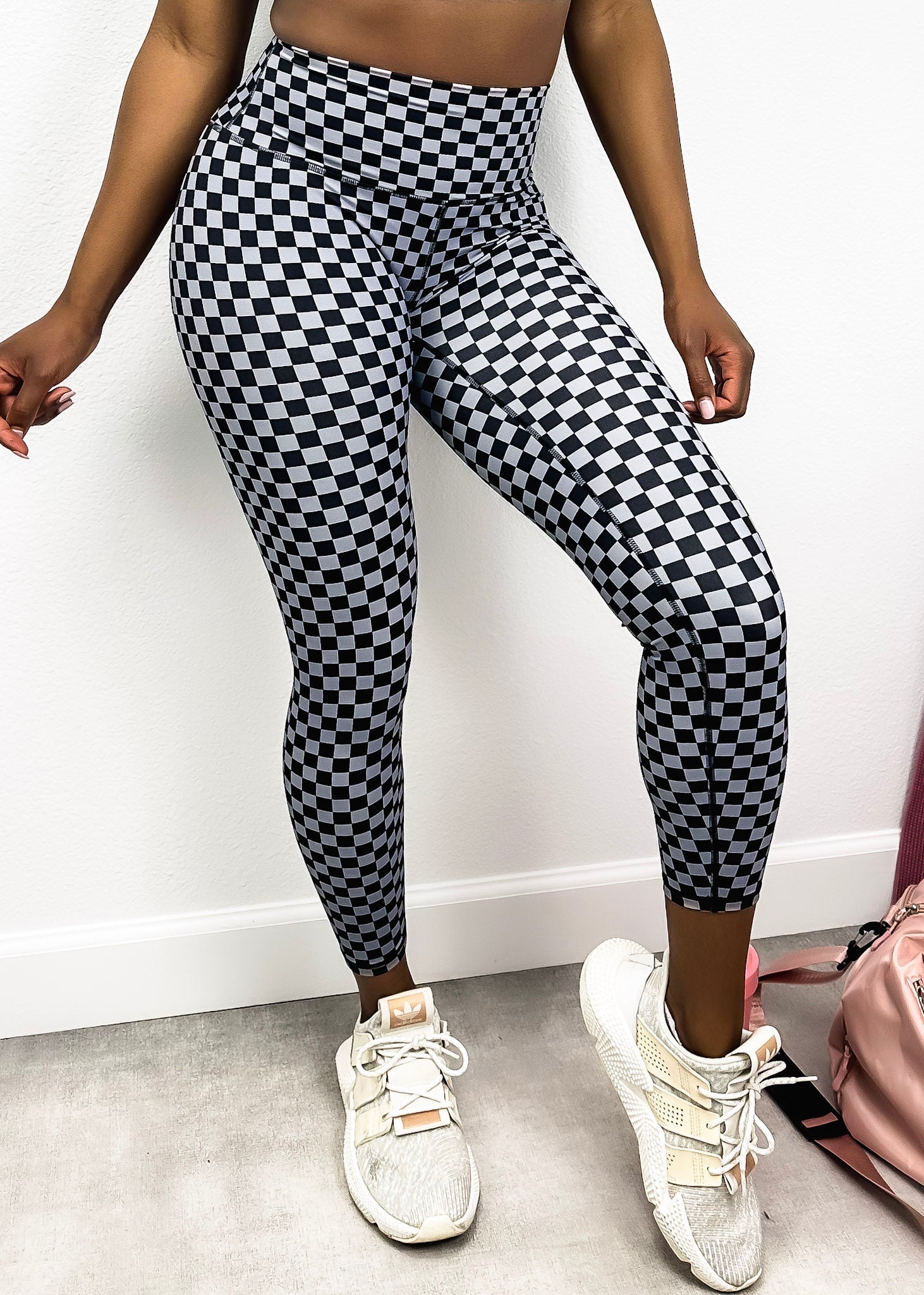 Big picture of Checkered High Rise 7/8 Leggings-black