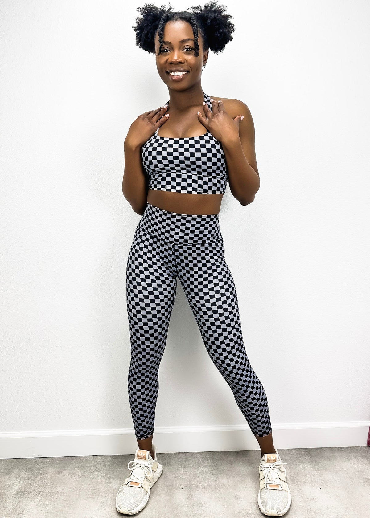 Another full picture of Checkered High Rise 7/8 Leggings-black