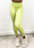 Close up front view of green leggings