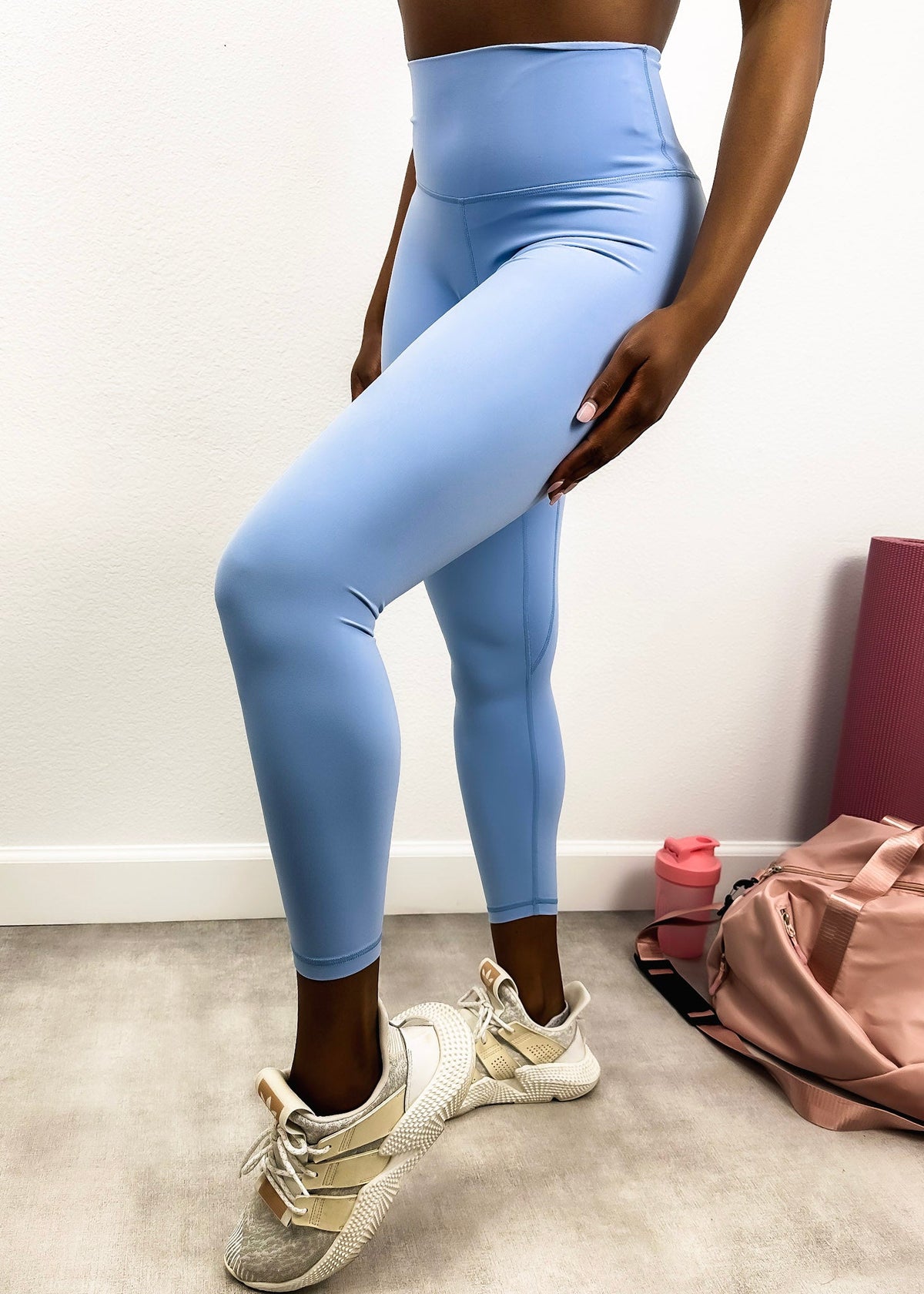 Right side view of High Rise Contouring Full Length Leggings