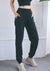 showing pocket High Rise Contouring Seam Drawstring Ruched Joggers
