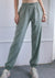 Green High Rise Contouring Seam Drawstring Ruched Joggers