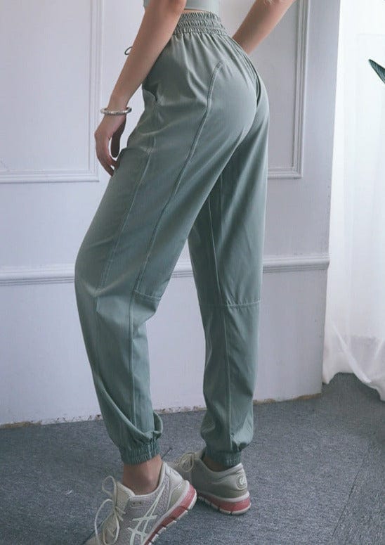 Left side High Rise Contouring Seam Drawstring Ruched Joggers