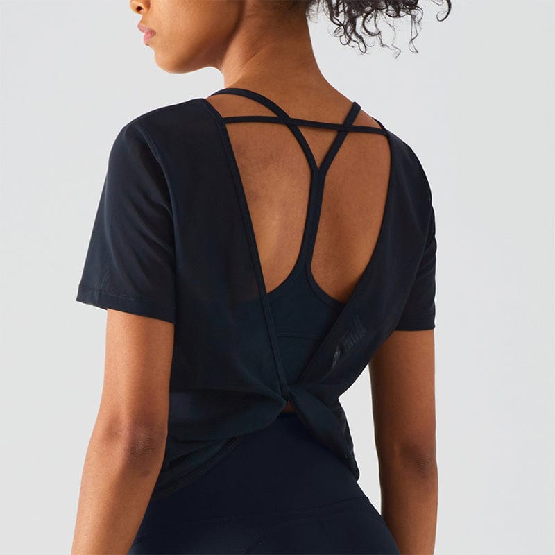 Black Twist Open Back Loose Fitted Shirt