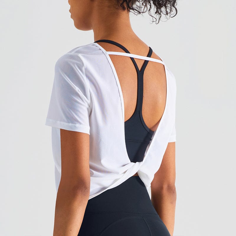 White Twist Open Back Loose Fitted Shirt