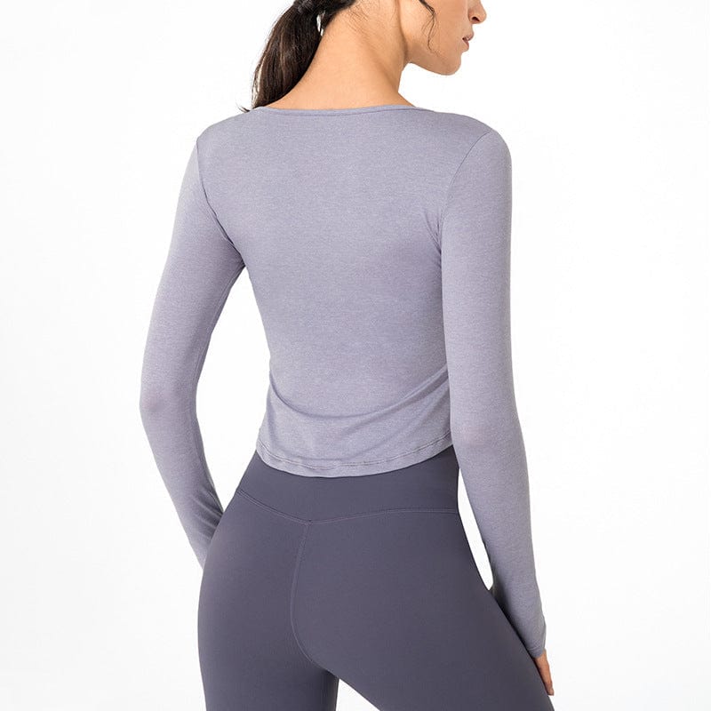Athletic Yoga Long Sleeves Tops-light purple