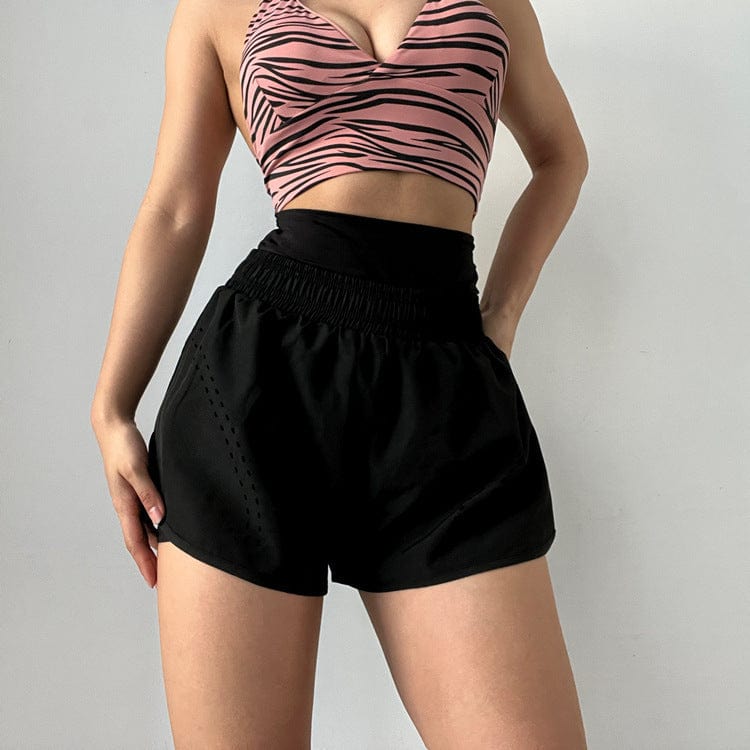 Black High Waisted Lined Active Shorts
