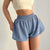Blue High Waisted Lined Active Shorts