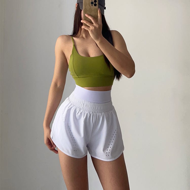 Full front view of High Waisted Lined Active Shorts