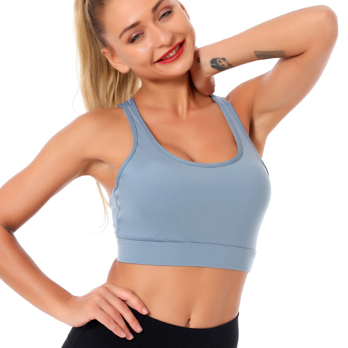 Double Crossover Wide Strap Sports Bra for active women