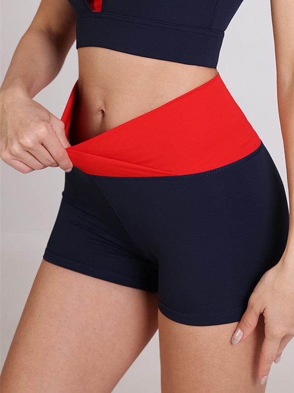 Red and black active shorts