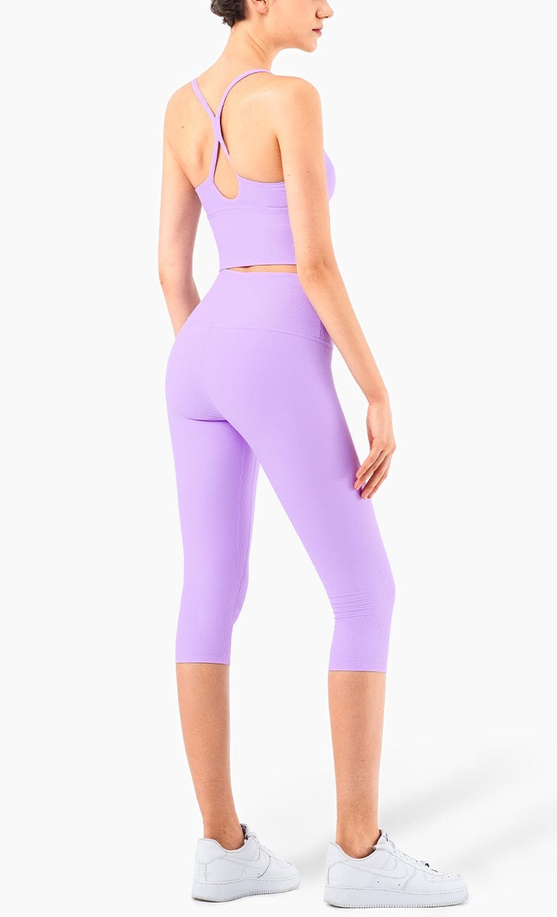 High Rise Cropped Leggings w/ Seamings for runners