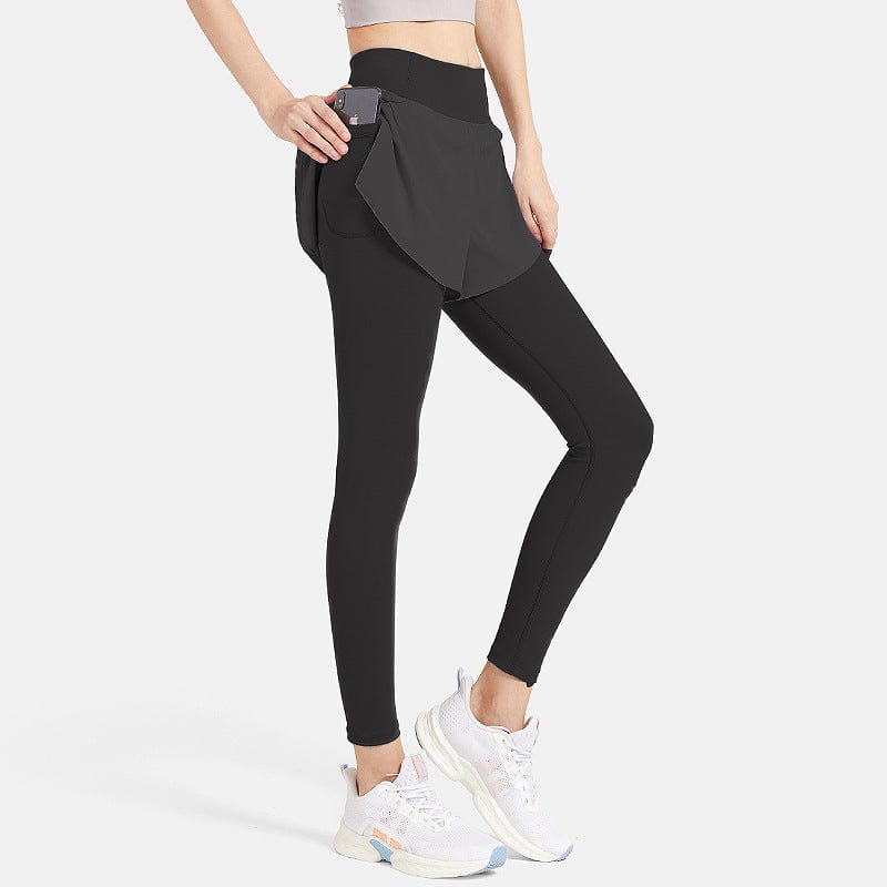 Popular Faux Two-Piece Legging with Active Shorts 