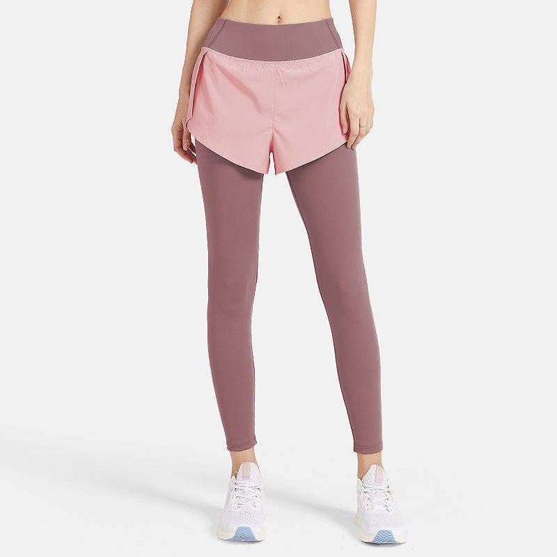 Faux Two-Piece Legging with Active Shorts  for ladies