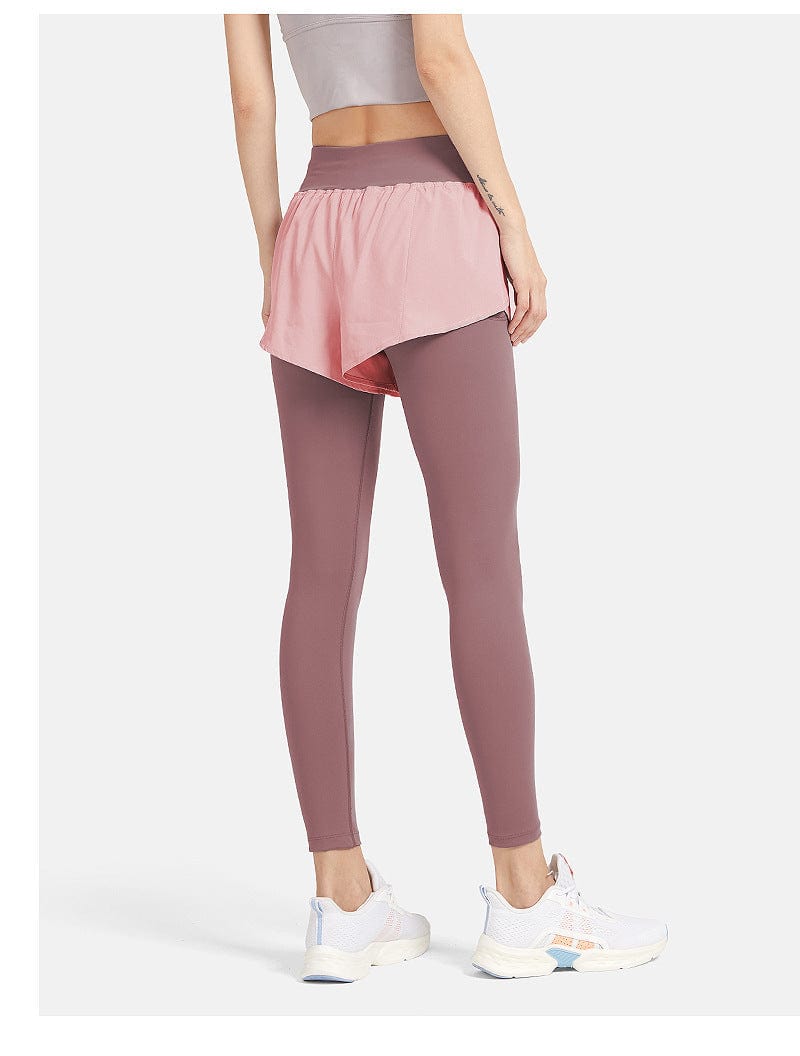 Faux Two-Piece Legging with Active Shorts  for everyday wear