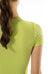 Model showing the back of green tee