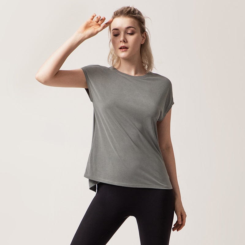 Twist Back Cut Out Short Sleeve Active Shirt for me