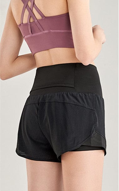 Breathable Lined Active Shorts-black