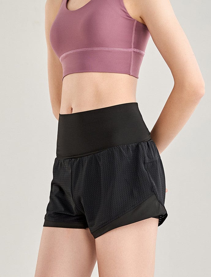 Breathable Lined Active Shorts-black