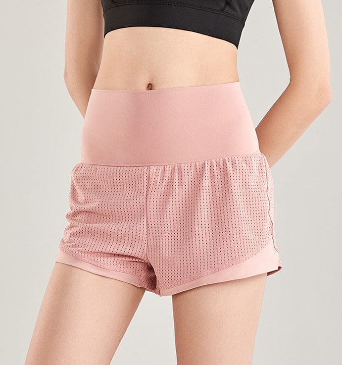 Breathable Lined Active Shorts-pink