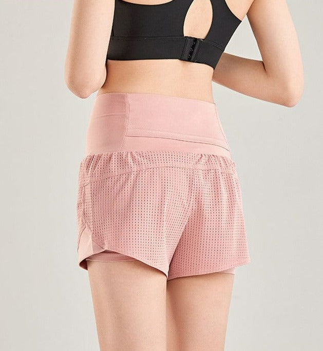 Breathable Lined Active Shorts-pink