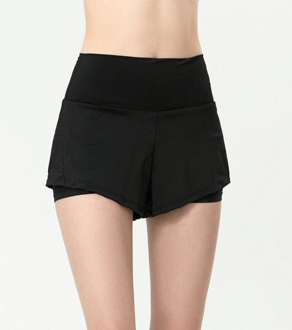 front view of Active Shorts with Back Zipper Pocket -black