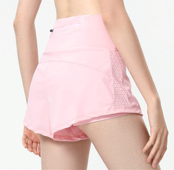view of the back of Active Shorts with Back Zipper Pocket -pink