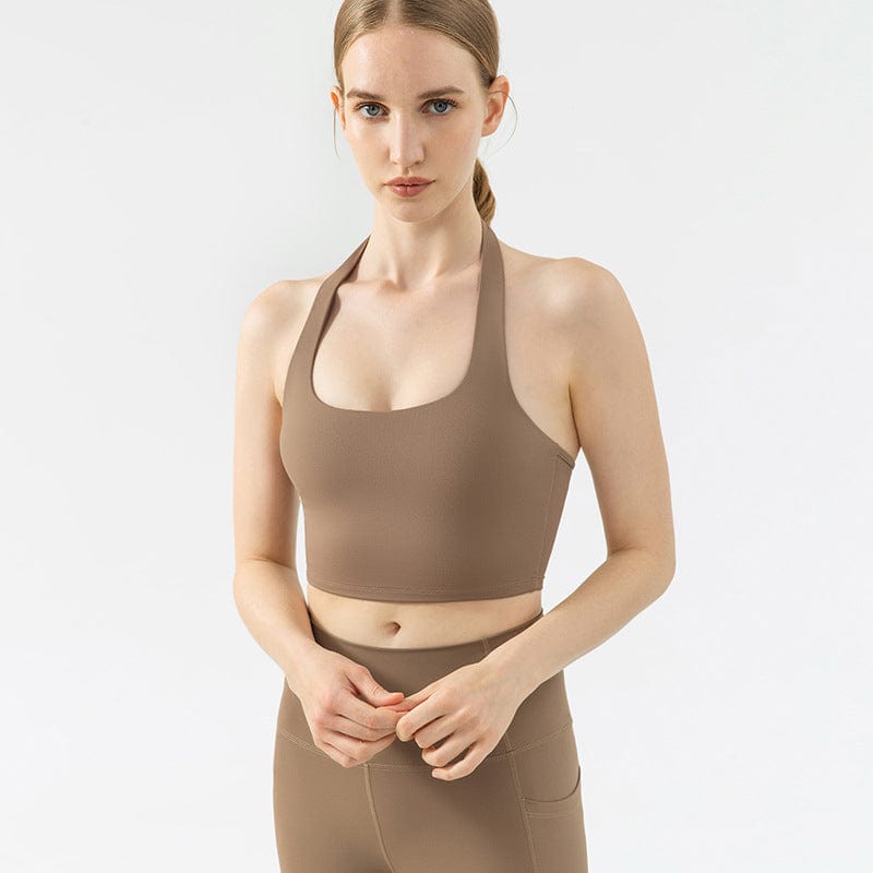 Buttery Soft Halter Active Top-brown