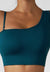 Asymmetrical Thick and Thin Sports Bra Tank-Teal