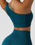 Asymmetrical Thick and Thin Sports Bra Tank-Teal