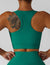 View of the back of Textured Scoop Longline Sports Bra Tank
