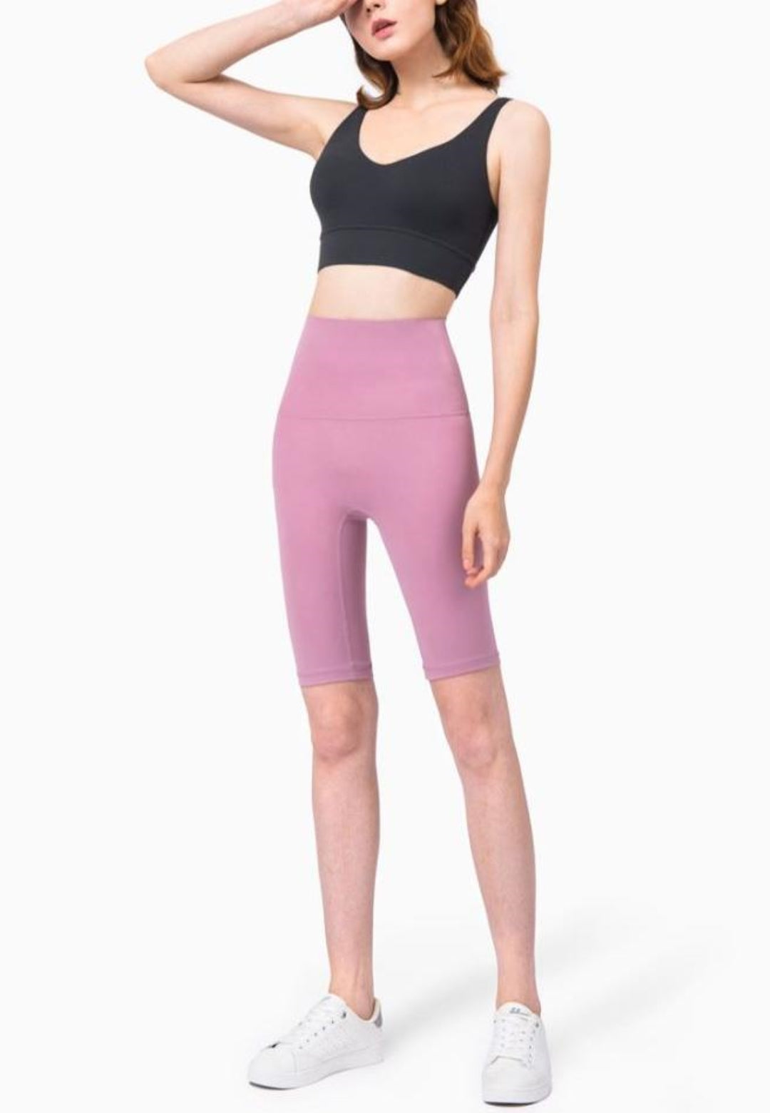 Pink High Waist Basic Biker Shorts
