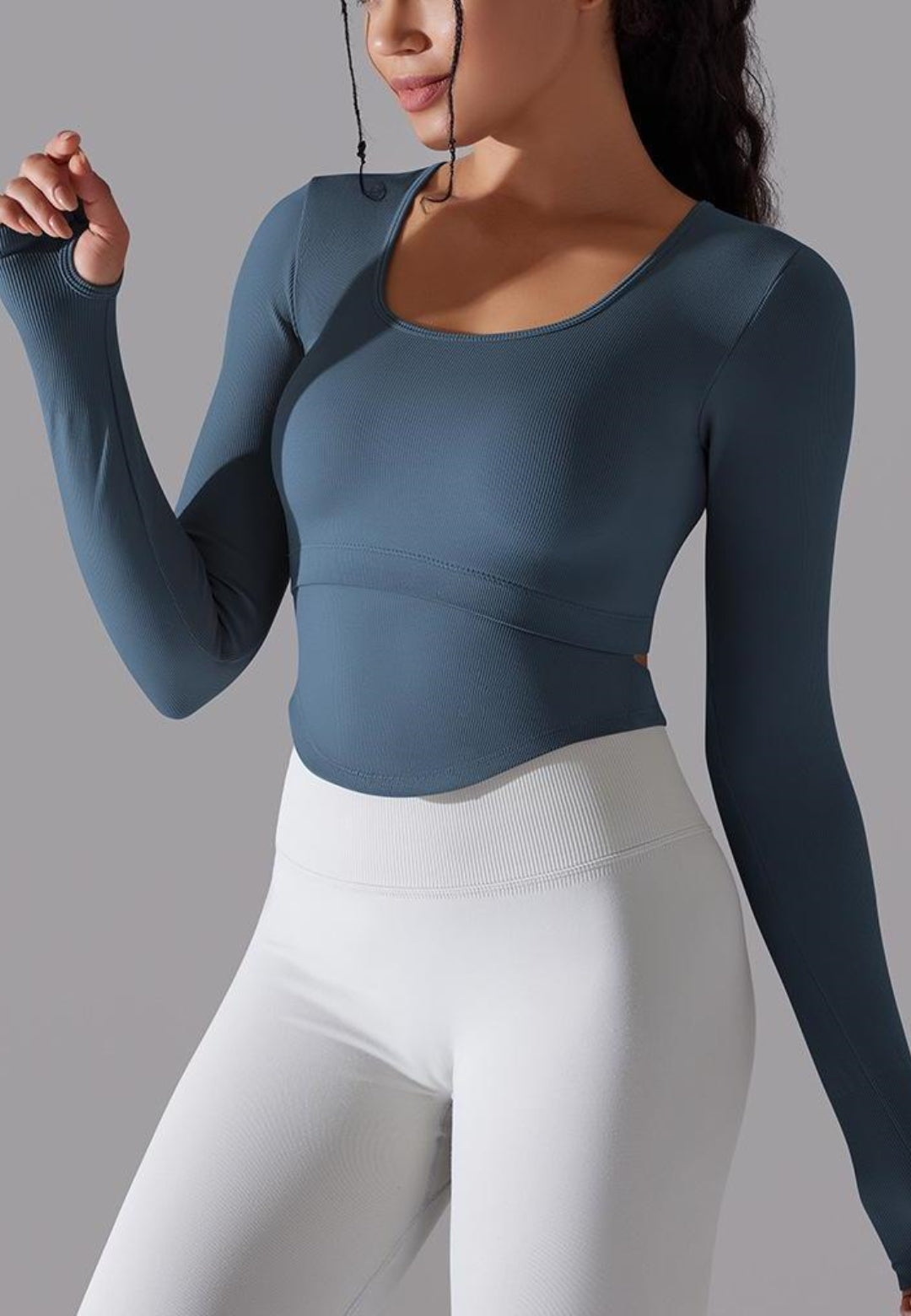 Cutout Back Curved Hem Sports Top  for dancers