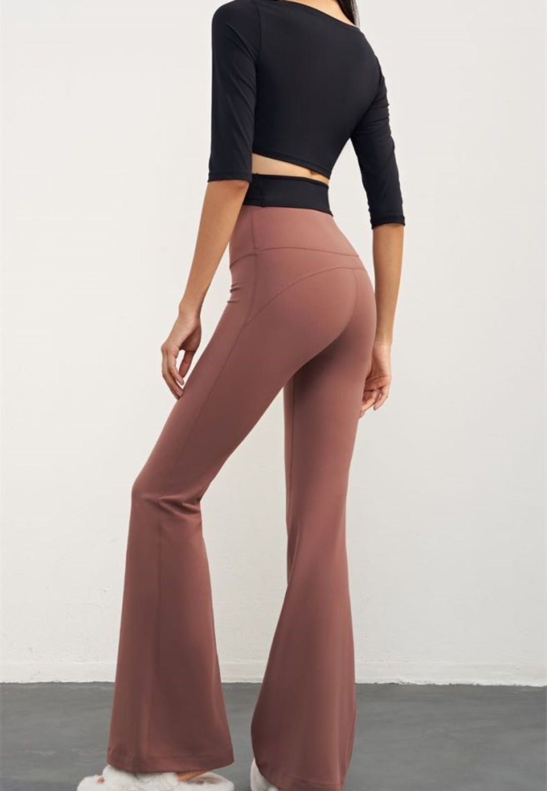 Side view of High Waist Classic Flared Leggings