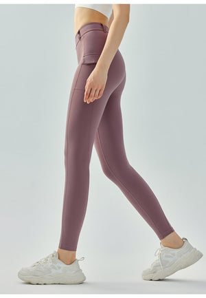Purple High Waist Belt Loop Leggings
