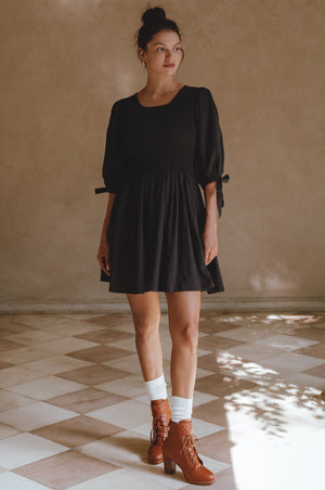 Jolie Puff Sleeve Linen Mini Dress 