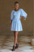 Jolie Puff Sleeve Linen Mini Dress- Ciel