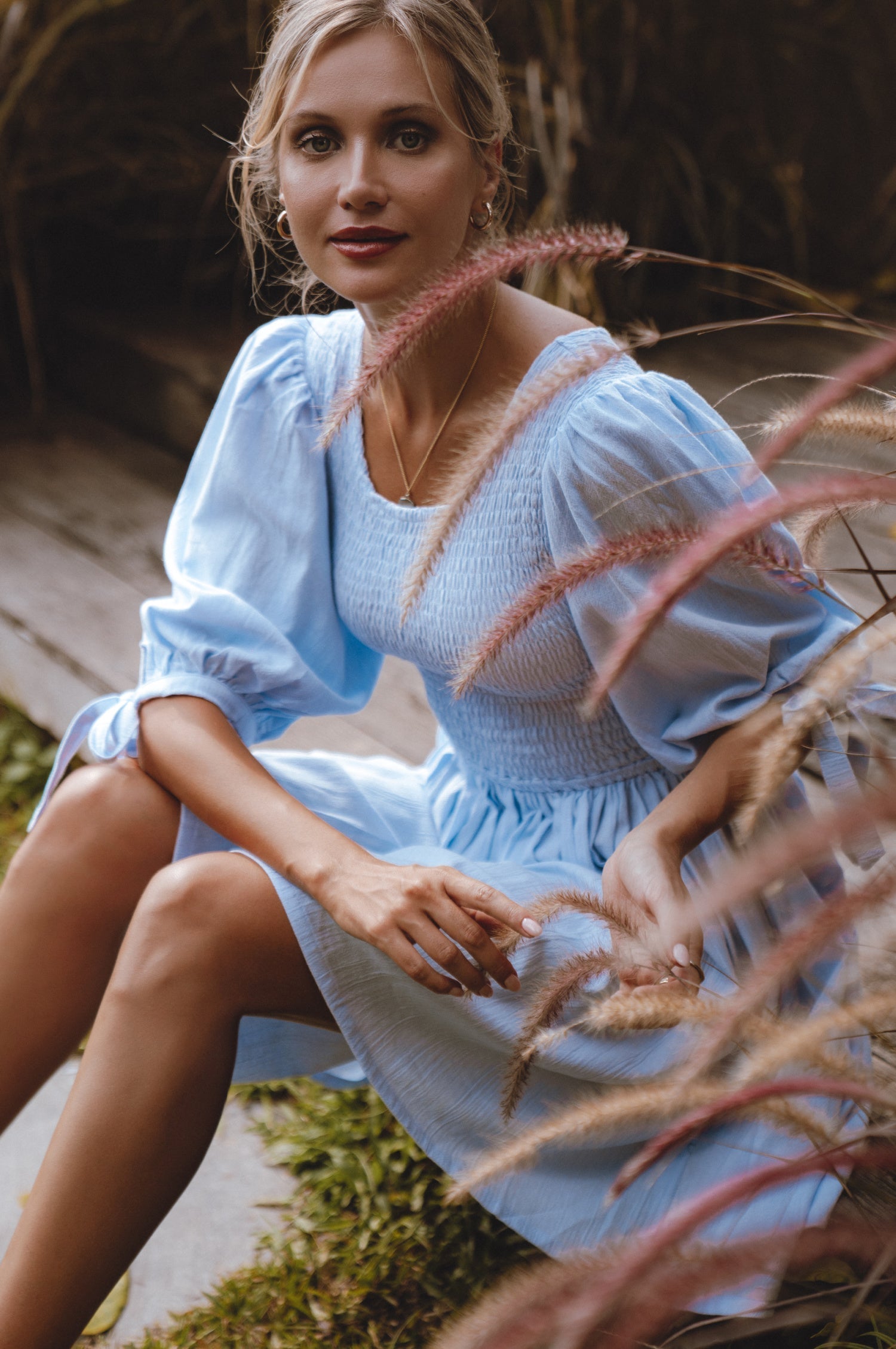 Jolie Puff Sleeve Linen Mini Dress 