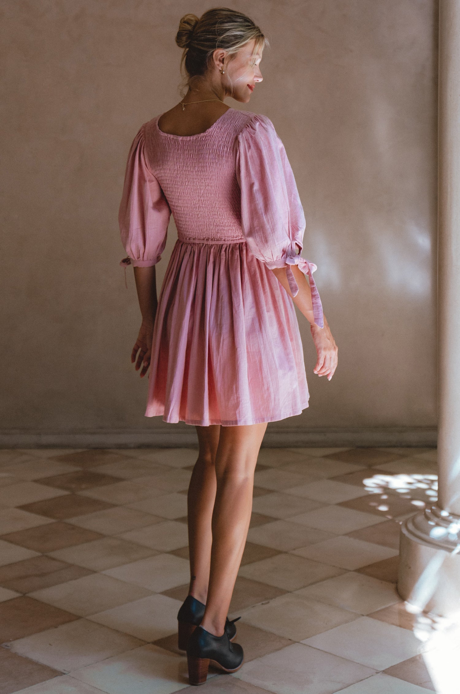 Jolie Puff Sleeve Linen Mini Dress 