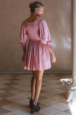 Jolie Puff Sleeve Linen Mini Dress 