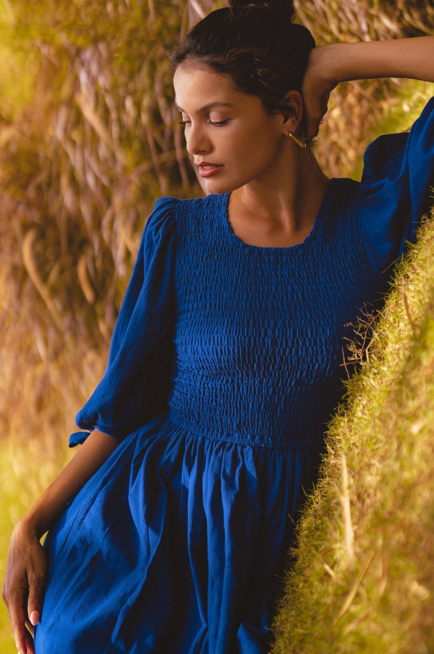 Jolie Puff Sleeve Linen Mini Dress 