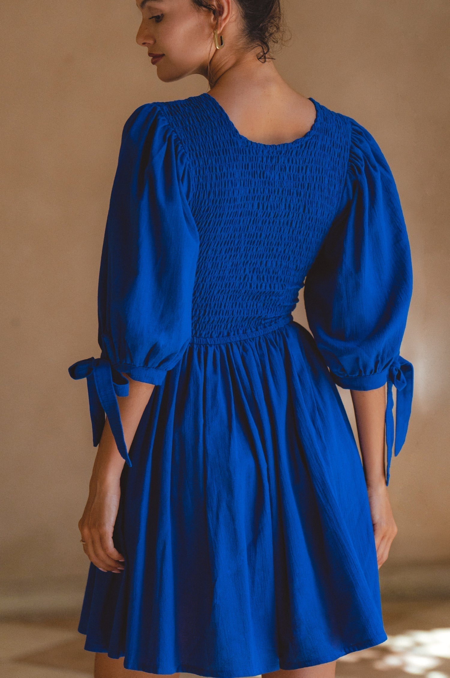 Jolie Puff Sleeve Linen Mini Dress 