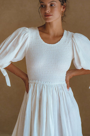 Jolie Puff Sleeve Linen Mini Dress 