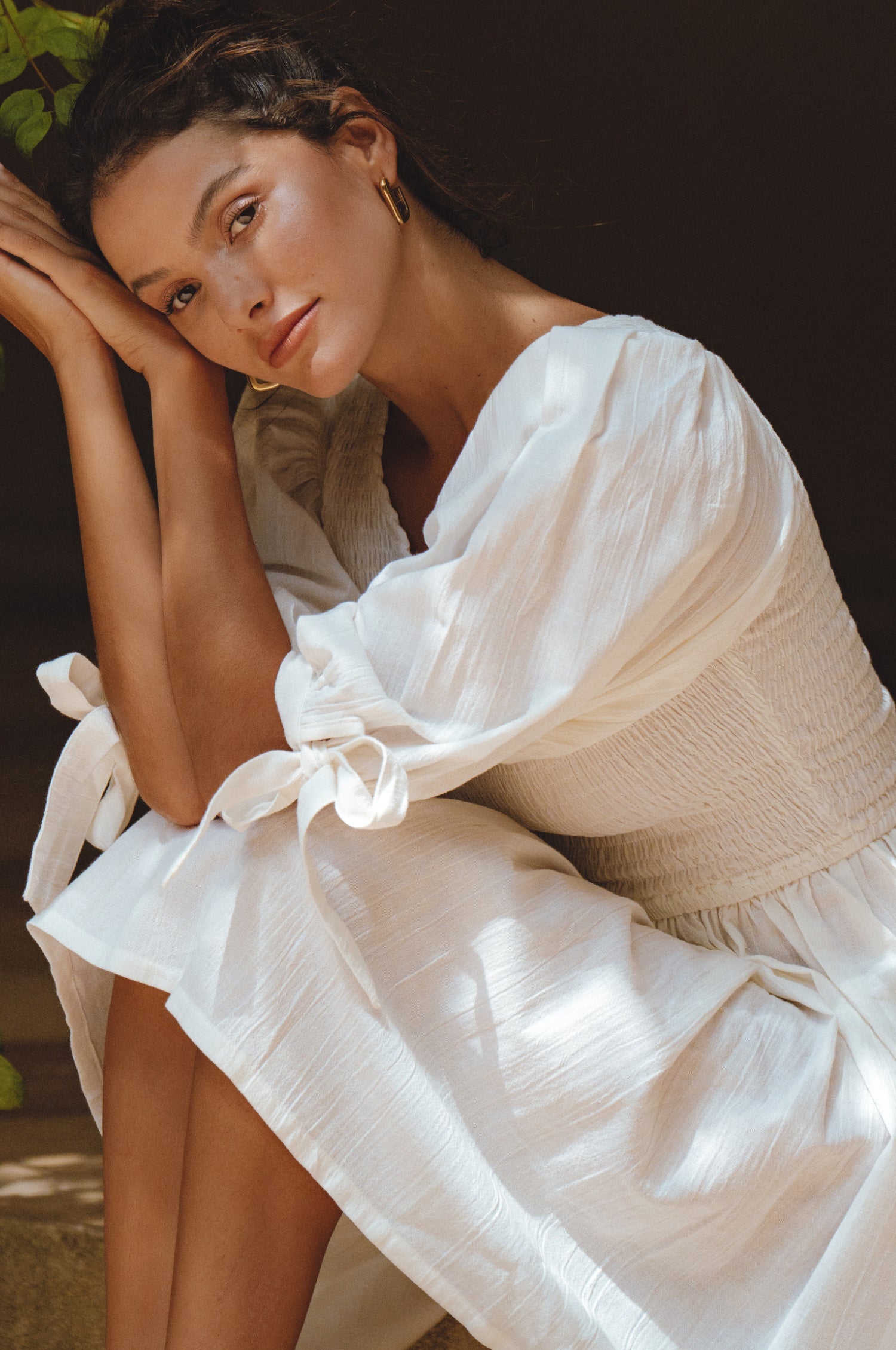 Jolie Puff Sleeve Linen Mini Dress 